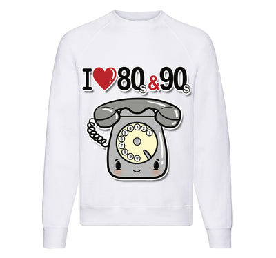 Felpa Classic Uomo Donna I LOVE 80/90 TELEFONO ( T893666578 ) - Gufetto Brand 