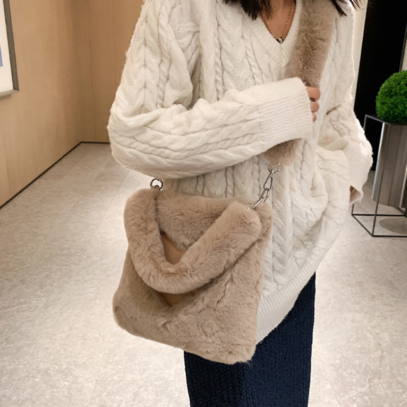 Love Handbags Borse a tracolla in peluche invernali per donna - Gufetto Brand 