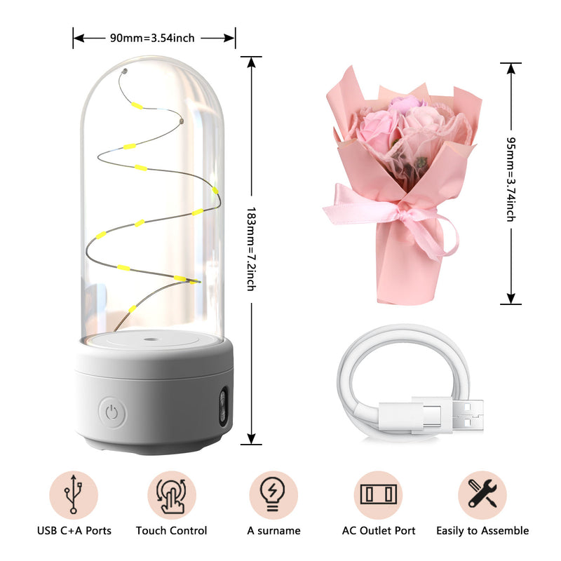 Creativo 2 in 1 Buchuet LED Ligt e altoparlante Bluetooth Motgers Dye Hift Rose luminoso Nicht Ligt ornamento in vetro Tsover - Gufetto Brand 