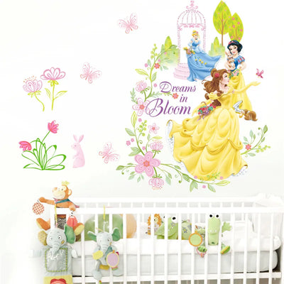 Lovely Snow White Belle Cinderalle Princess Wall Stickers For Girl's Room Decoration Diy Cartoon Wall Art Decal Kids Gift - Gufetto Brand 