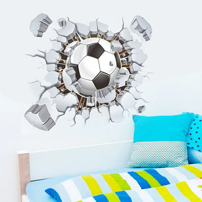 3D football Soccer wall stickers for kids rooms Children bedroom Cartoon wall decals boys room Mural decoration gift - Gufetto Brand 