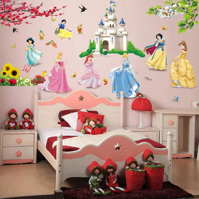 lovely castle Princess Wall Stickers For Kids Room Height Measure fairy tale Cartoon DIY Decoration Girl's Room Decoration gift - Gufetto Brand 