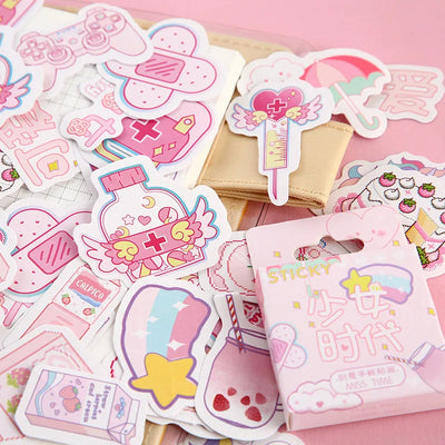 Pink Girlhood Mini Paper Sticker Decoration Diy Ablum Diary Scrapbooking Label Sticker Kawaii Japanese Stationery Stickers - Gufetto Brand 