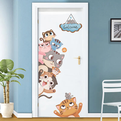 Cartoon Cats Wall Stickers Vinyl DIY Creative Animals Mural Decals for Kids Rooms Baby Bedroom Nursery Door Home Decoration - Gufetto Brand 