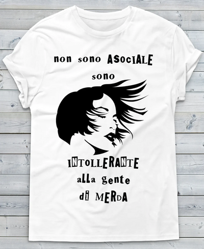 T-shirt Donna bianca Non Sono Asociale Outlet - Gufetto Brand 