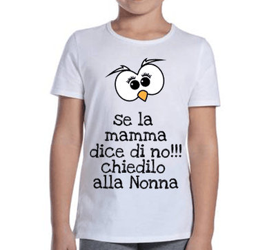 T-shirt Bambina Chiedilo alla Nonna - Gufetto Brand 