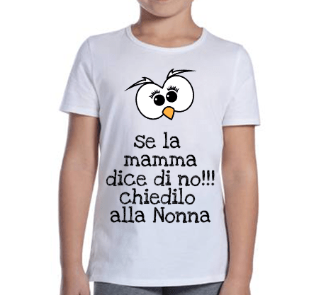 T-shirt Bambina Chiedilo alla Nonna - Gufetto Brand 
