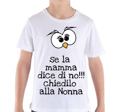 T-shirt Bambino Chiedilo alla Nonna - Gufetto Brand 