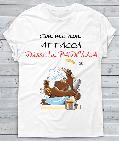 T-shirt Donna In Cucina Con me non Attacca - Gufetto Brand 