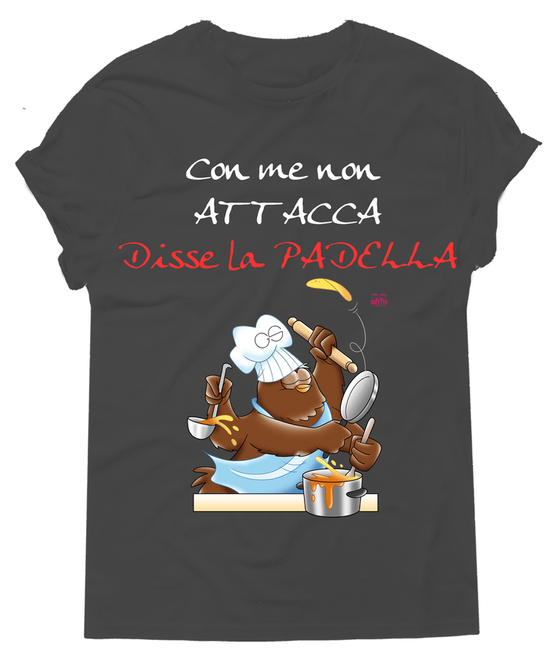 T-shirt Donna In Cucina Con me non Attacca - Gufetto Brand 