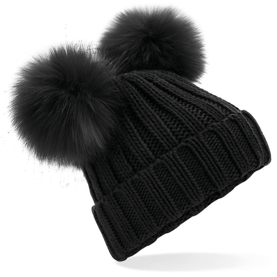 Cappellino Doppio Pom Nero - Gufetto Brand