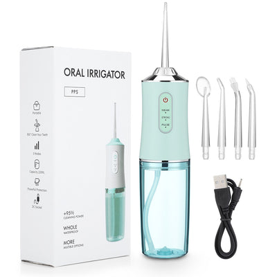 Oral Irrigator Portable Dental Water Flosser USB Rechargeable Water Jet Floss Tooth Pick 4 Jet Tip 220ml 3 Modes IPX7 1400rpm - Gufetto Brand 