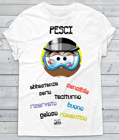 T-shirt Donna Zodiac Gufetto Pesci ( I785 ) - Gufetto Brand 