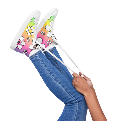 Sneakers alte in tela da donna FLOWER SMILE - Gufetto Brand 