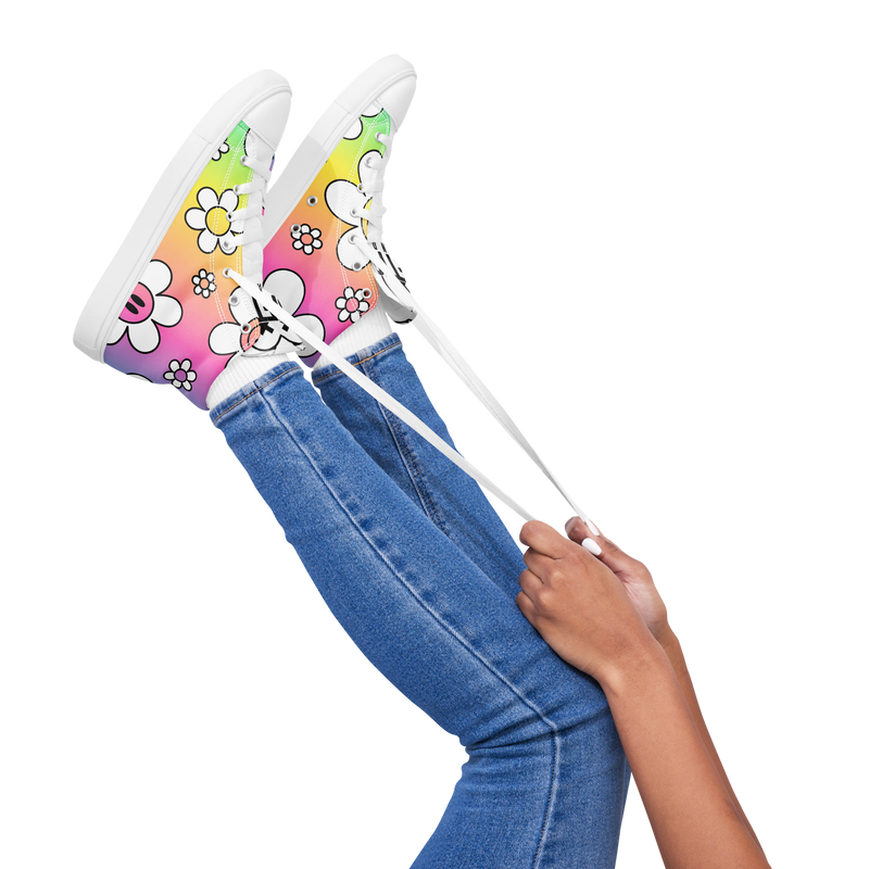 Sneakers alte in tela da donna FLOWER SMILE - Gufetto Brand 