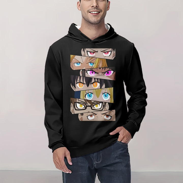 Men's Anime Print Hoodie - Casual Pullover with Kangaroo Pocket, Long Sleeve, Polyester Blend, Perfect for Fall & Winter - Great Gift Idea - Gufetto Brand 