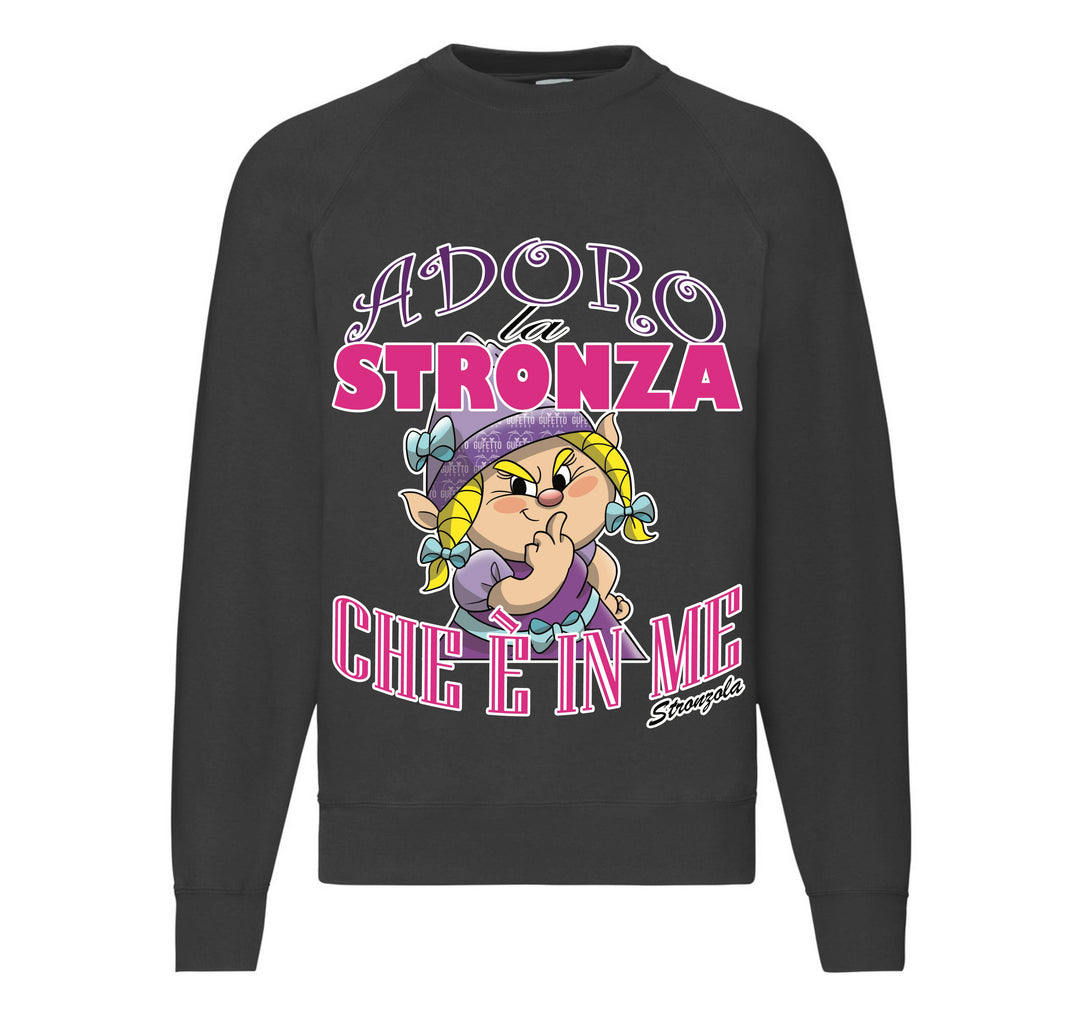 Felpa Classic Uomo Donna STRONZOLA ADORO ( AD87891236558 ) - Gufetto Brand 