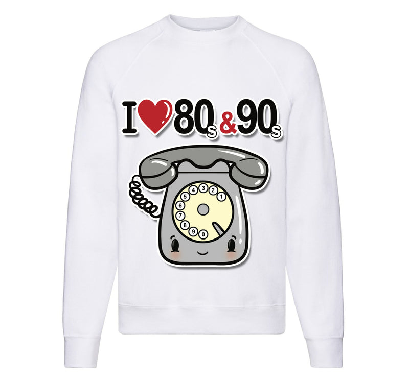Felpa Classic Uomo Donna I LOVE 80/90 TELEFONO ( T893666578 ) - Gufetto Brand 