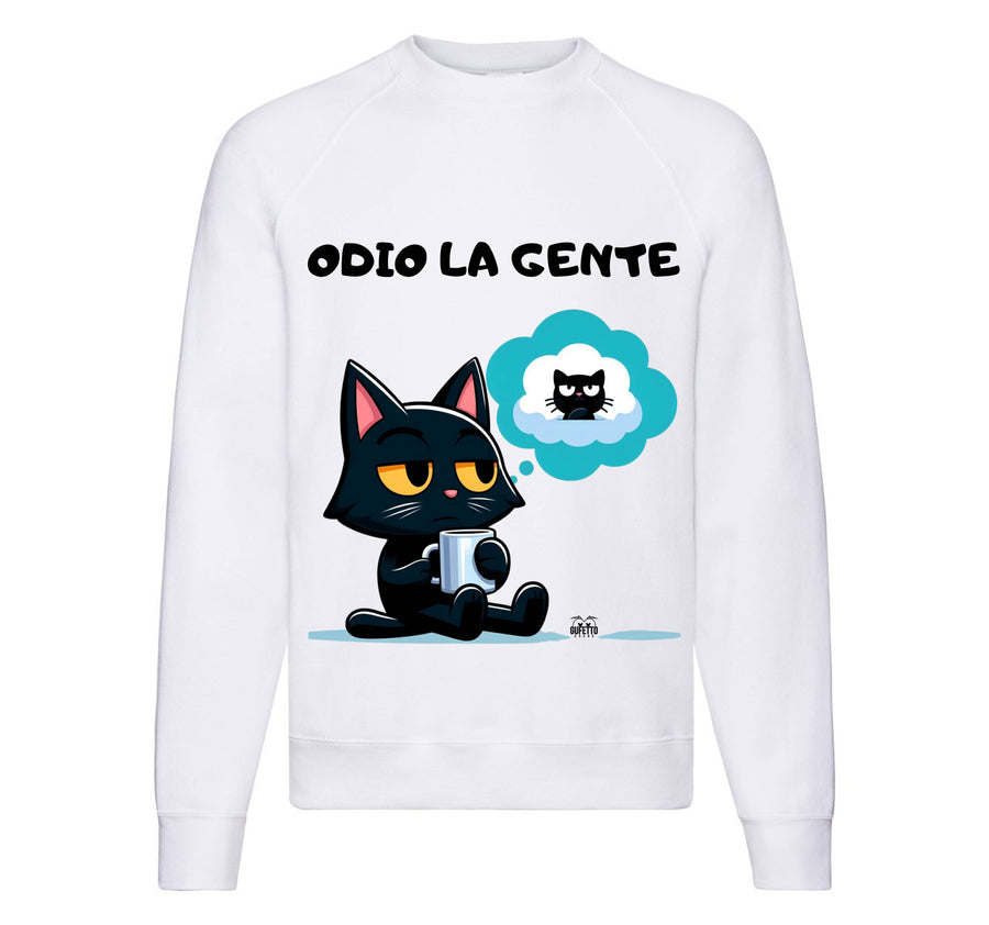 Felpa Classic Uomo Donna GATTO ODIO ( GO88356987 ) - Gufetto Brand 