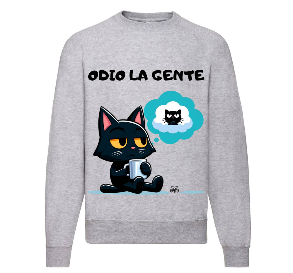 Felpa Classic Uomo Donna GATTO ODIO ( GO88356987 ) - Gufetto Brand 