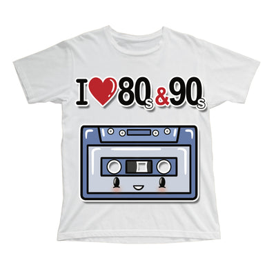 T-shirt Bambino/a I LOVE 80/90 MUSICASSETTA ( M44400874 ) - Gufetto Brand 