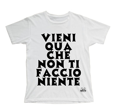 T-shirt Bambino/a VIENI QUA ( VQ9963274563 ) - Gufetto Brand 
