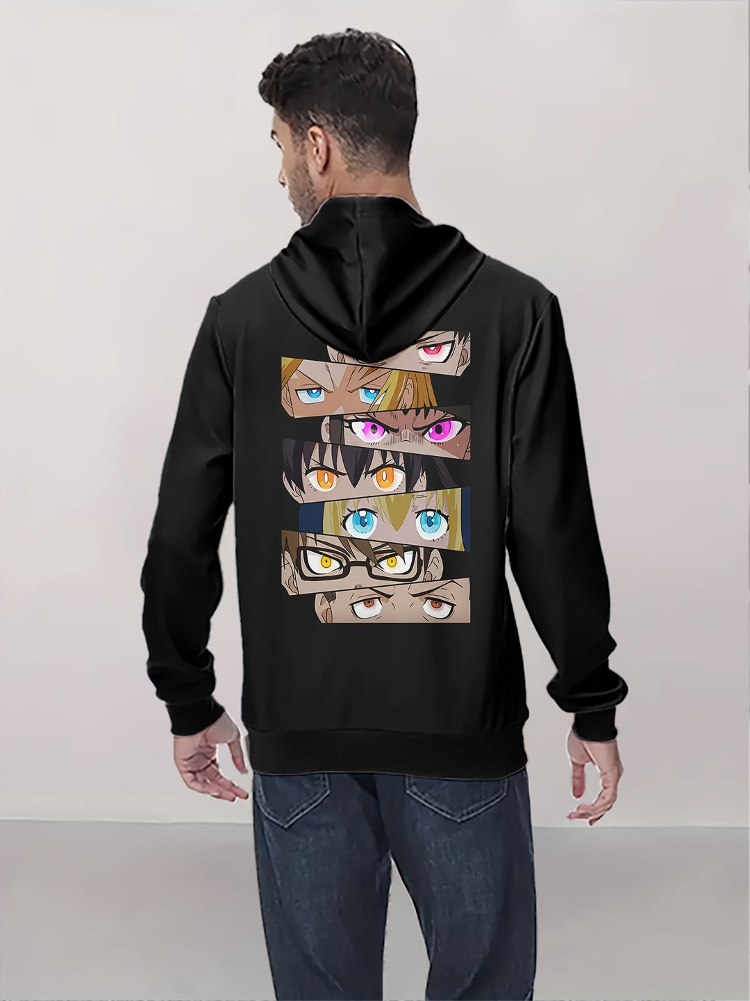 Men's Anime Print Hoodie - Casual Pullover with Kangaroo Pocket, Long Sleeve, Polyester Blend, Perfect for Fall & Winter - Great Gift Idea - Gufetto Brand 