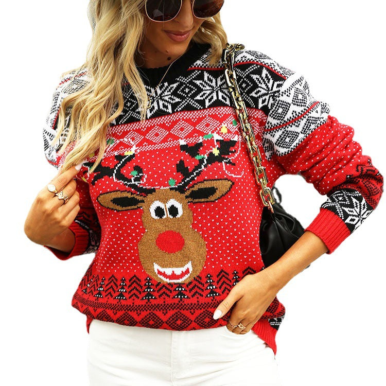 Maglione con testa di cervo da donna nuovo di Natale - Gufetto Brand 