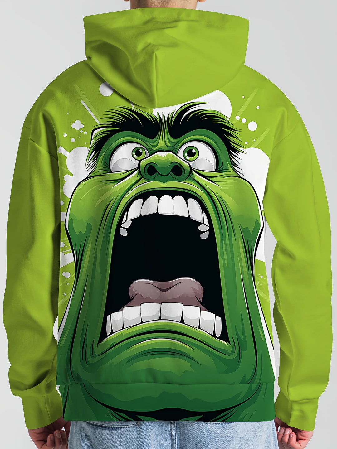 Stretchy Fit, Funny & Unique Men's Hoodie with Exaggerated Print - Casual Pullover, Perfect Gift Idea, Polyester Blend, Machine Washable, Plus Size Hoodie - Gufetto Brand 