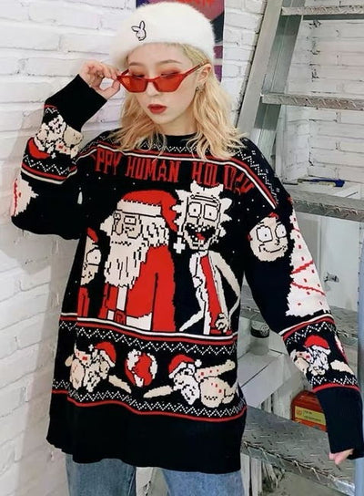 Maglione natalizio coppia maglione jacquard sciolto - Gufetto Brand 