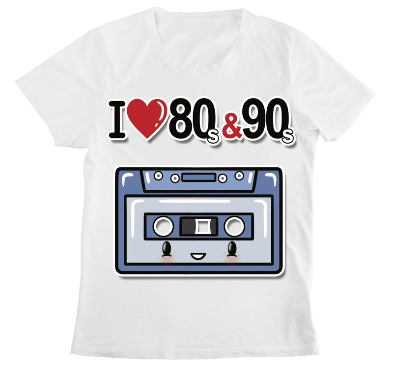 T-shirt Donna I LOVE 80/90 MUSICASSETTA ( M44400874 ) - Gufetto Brand 
