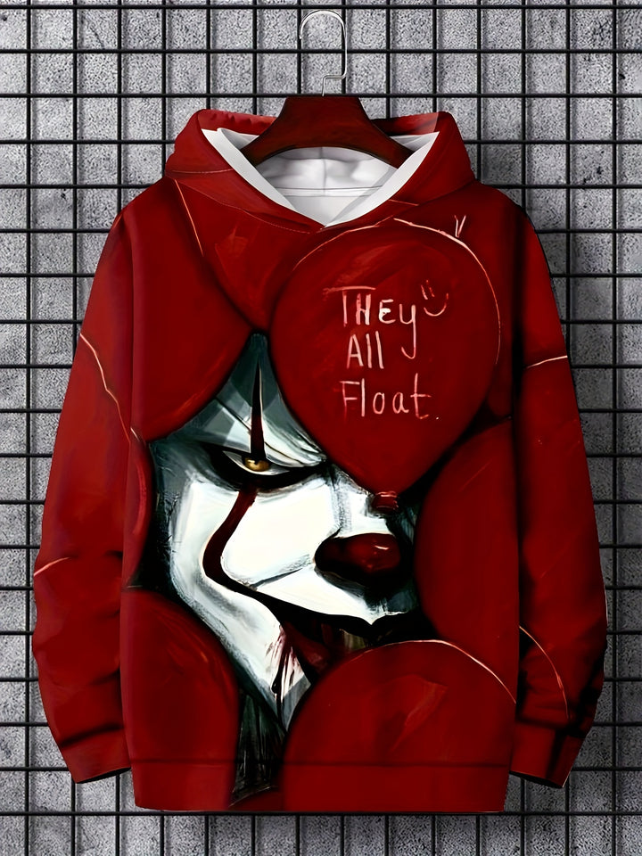 Men's Joker Graphic Print Hoodie, Casual Long Sleeve Hooded Sweatshirt For Outdoor - Gufetto Brand 