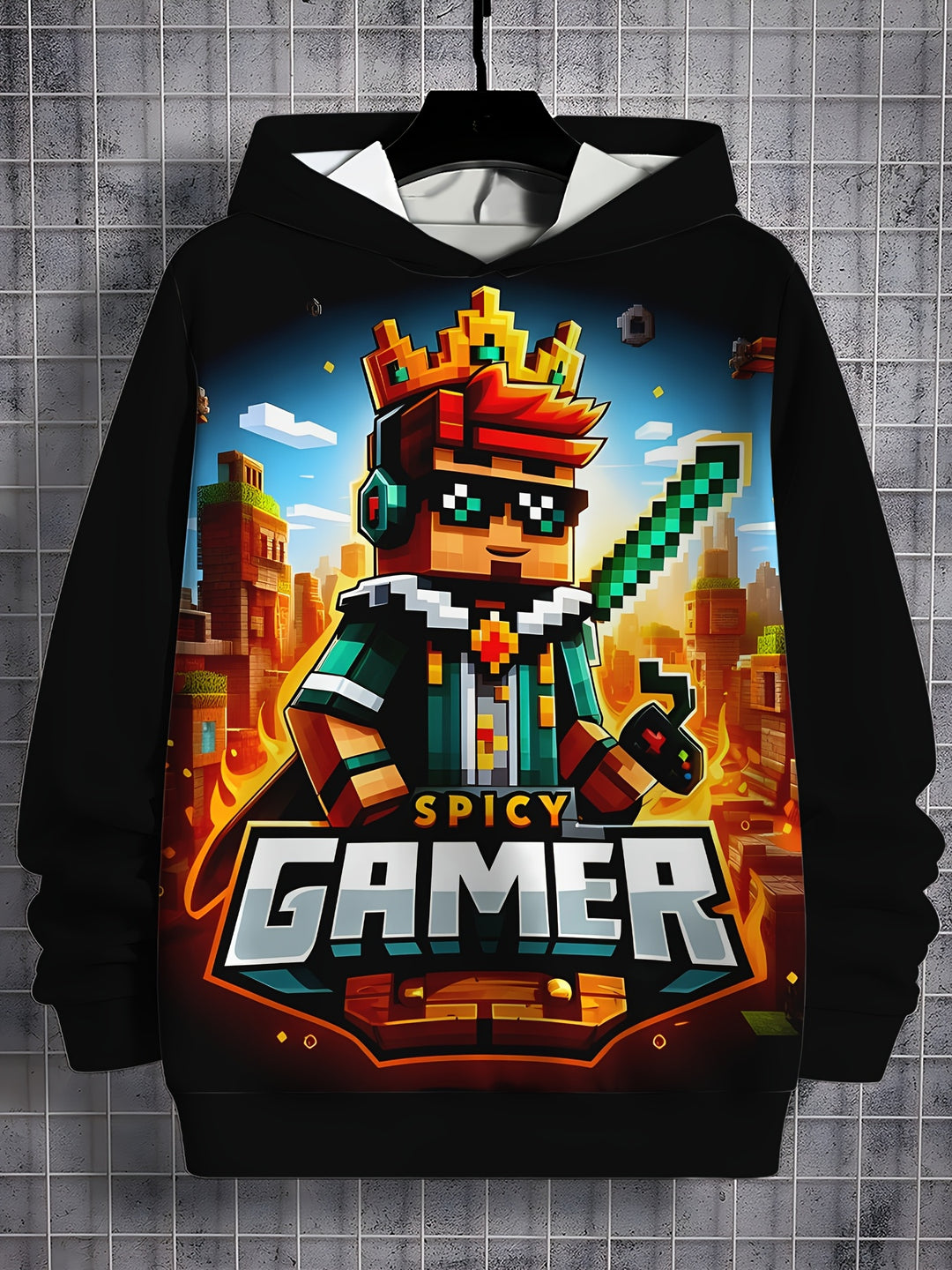 Boys' Cool 3D Cartoon Character Hoodie - Comfy & Stylish Pullover for Spring/Fall, Polyester Blend, Casual, Print, Leisure Style, Conventional Version, Spring/Autumn - Gufetto Brand 