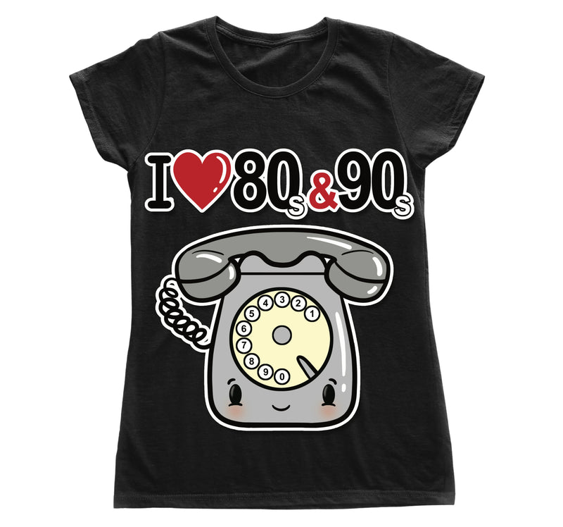 T-shirt Donna I LOVE 80/90 TELEFONO ( T893666578 ) - Gufetto Brand 