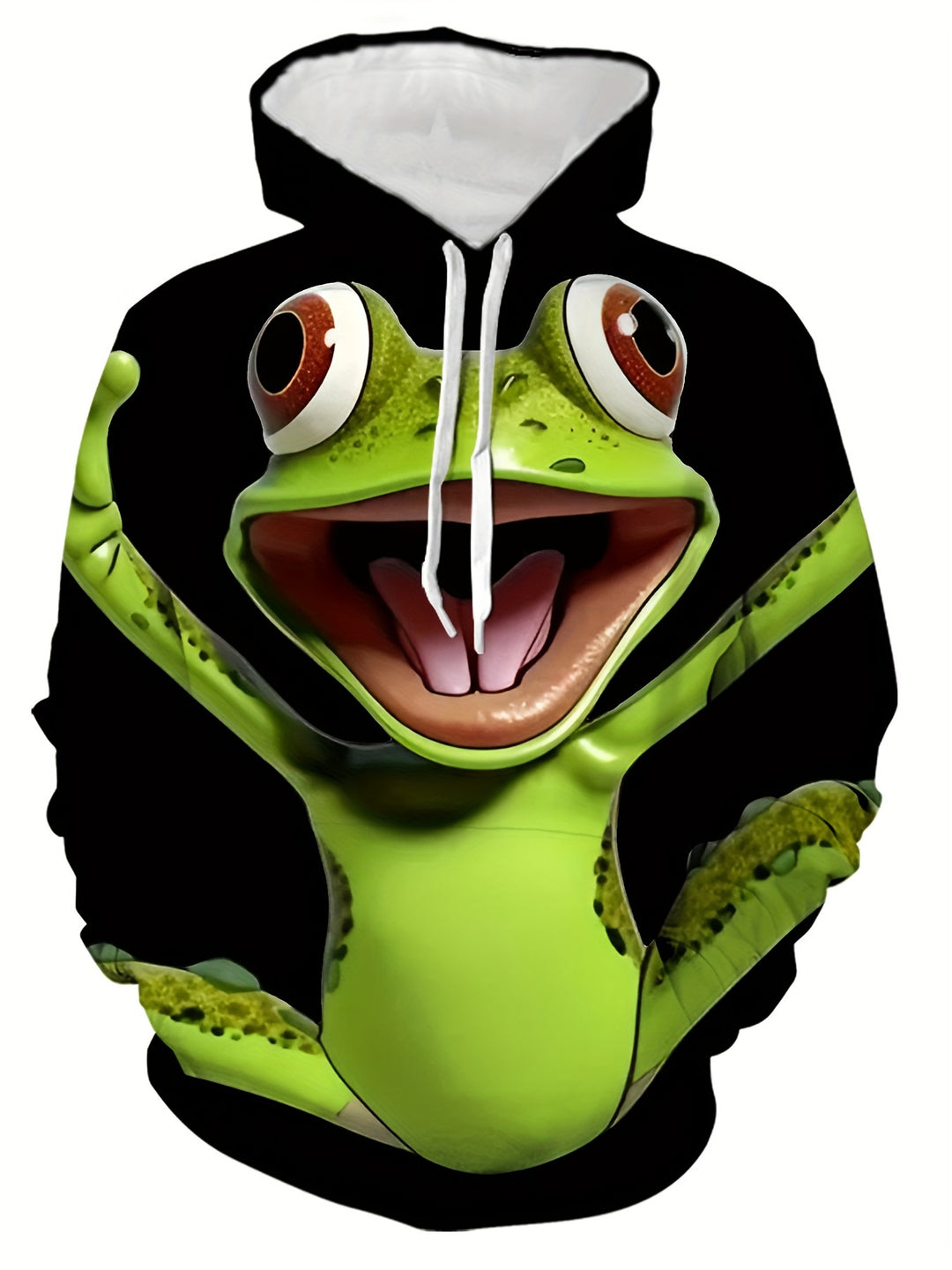 Men's 3D Frog Print Hoodie - Casual & Sporty, Breathable Polyester, Long Sleeve Pullover for Spring & Fall - Gufetto Brand 