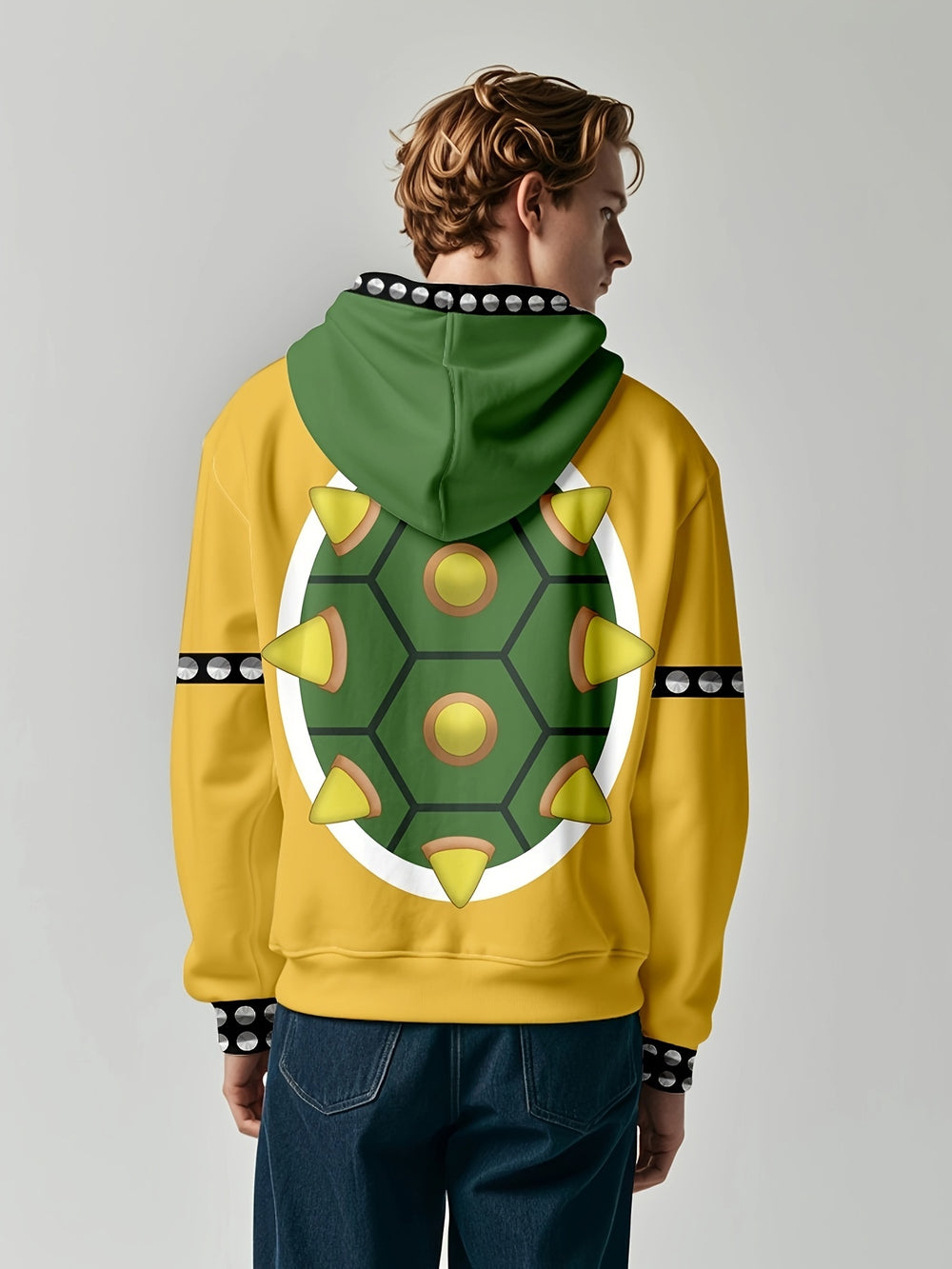 Men'S Fashion 3D Digital Print Hoodie, Casual Polyester Pullover with Turtle Print, Regular Fit, Stretch Knit Fabric, Hooded Sweatshirt - Gufetto Brand 