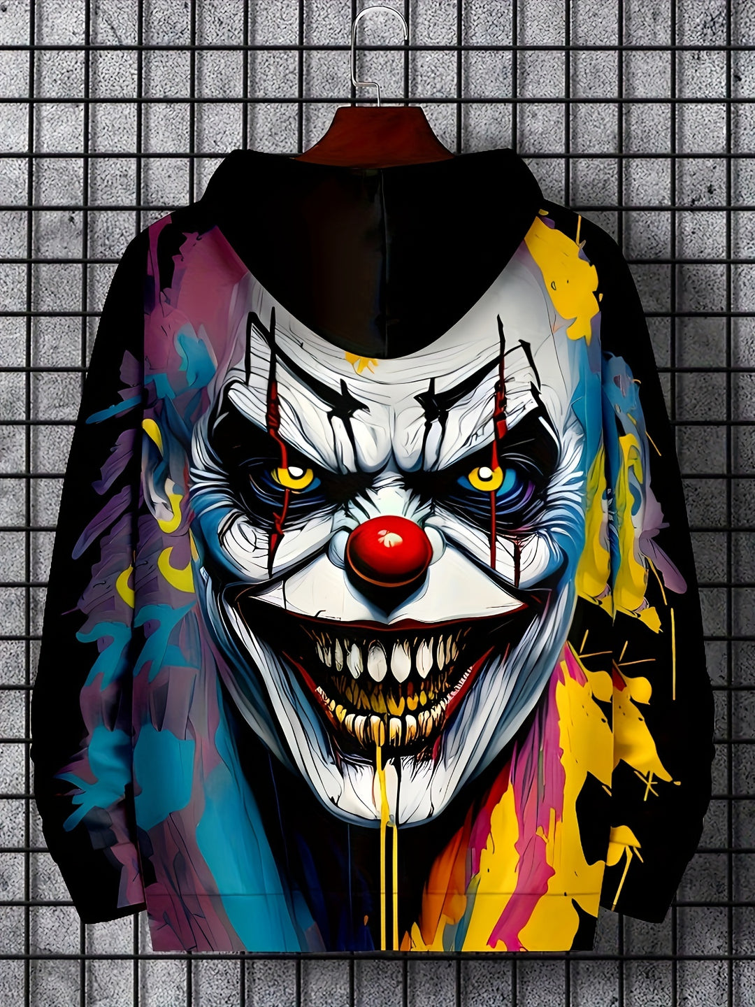 Men's Joker Graphic Print Hoodie, Casual Long Sleeve Hooded Sweatshirt For Outdoor - Gufetto Brand 