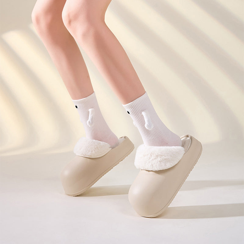 Pantofole rimovibili Scarpe invernali impermeabili in peluche per la casa Fondo spesso staccabile Pantofole calde e pelose per la casa Scarpe da casa per donna - Gufetto Brand 