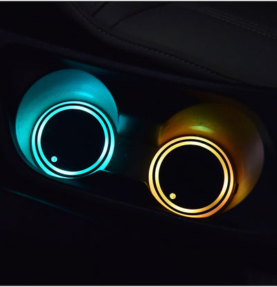 Portabicchieri colorato Sottobicchiere illuminato a LED Ricarica solare e USB Sottobicchiere antiscivolo Luce ambientale per auto automaticamente - Gufetto Brand 