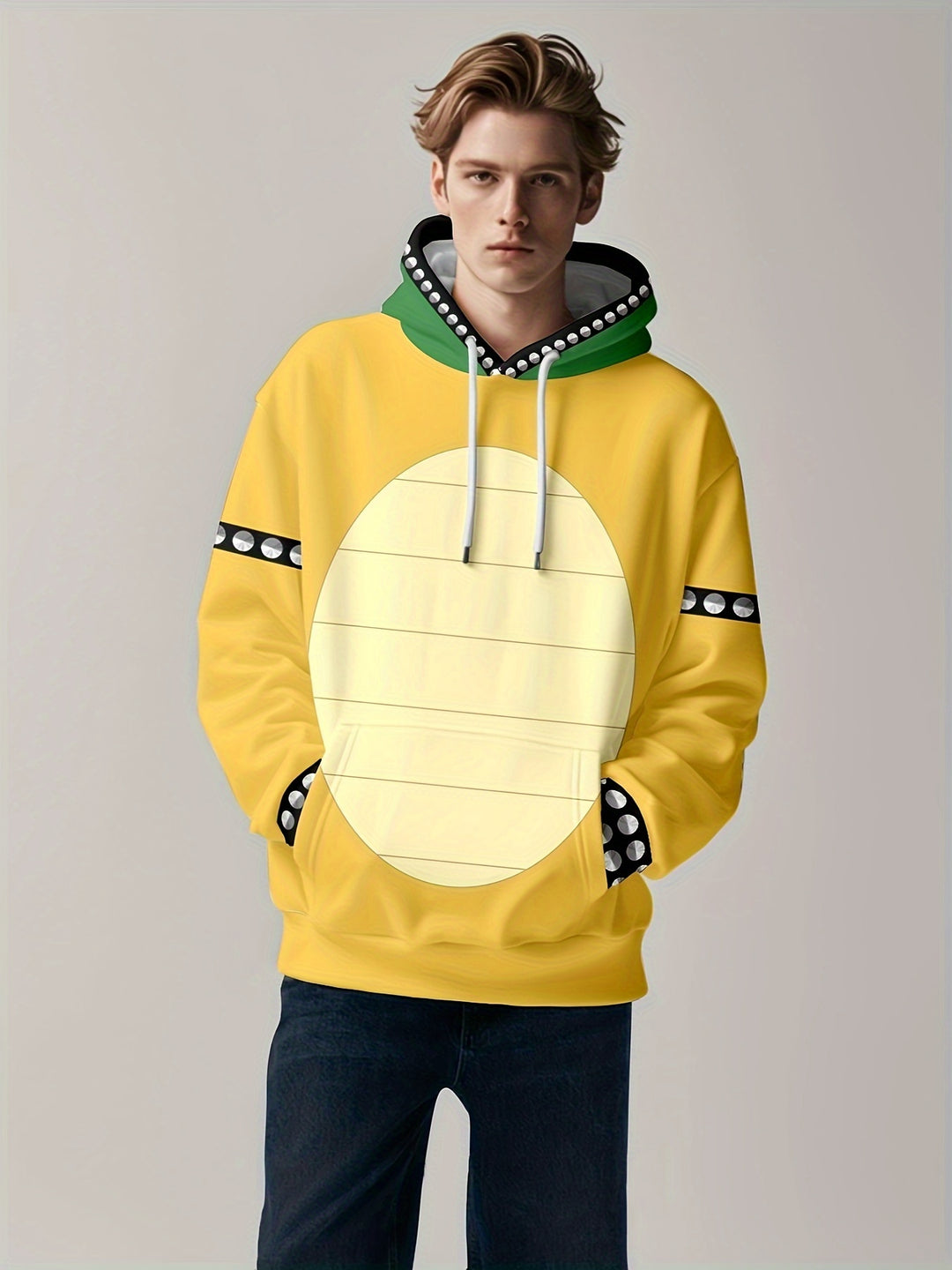 Men'S Fashion 3D Digital Print Hoodie, Casual Polyester Pullover with Turtle Print, Regular Fit, Stretch Knit Fabric, Hooded Sweatshirt - Gufetto Brand 