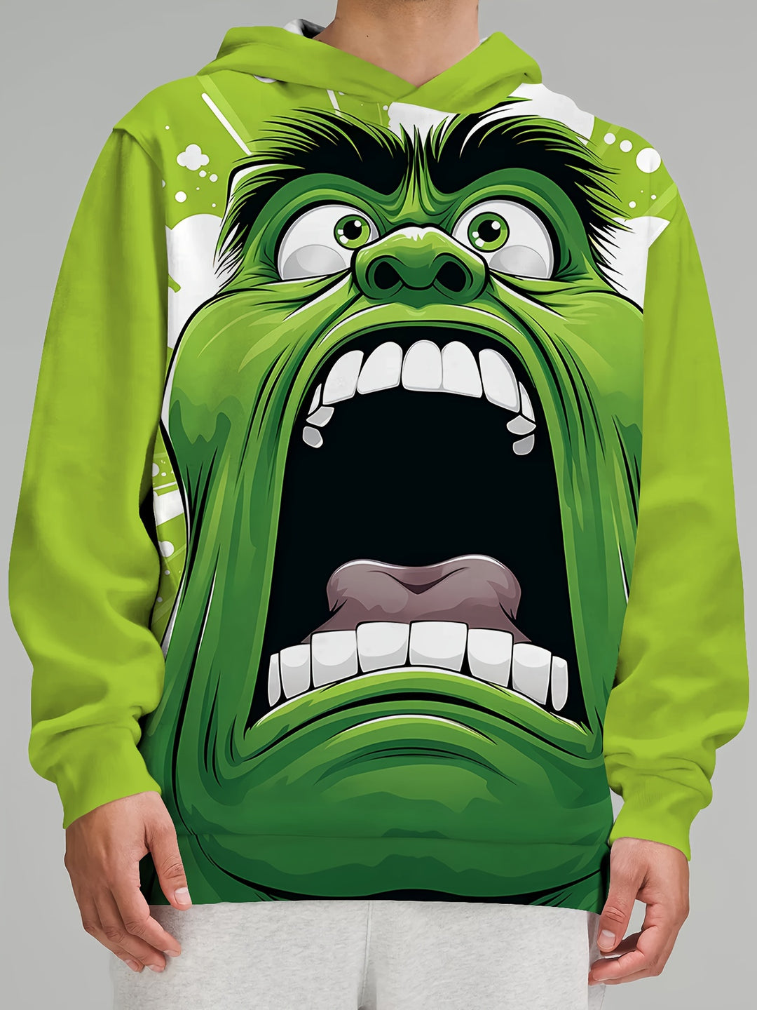 Stretchy Fit, Funny & Unique Men's Hoodie with Exaggerated Print - Casual Pullover, Perfect Gift Idea, Polyester Blend, Machine Washable, Plus Size Hoodie - Gufetto Brand 