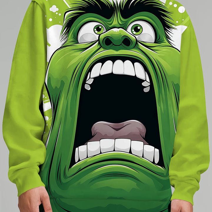 Stretchy Fit, Funny & Unique Men's Hoodie with Exaggerated Print - Casual Pullover, Perfect Gift Idea, Polyester Blend, Machine Washable, Plus Size Hoodie - Gufetto Brand 
