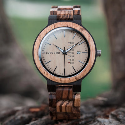 relogio masculino BOBO BIRD Wood Watch Men erkek kol saati Week Display Date Japan Quartz Men' Watches Custom Logo Drop Shipping - Gufetto Brand 