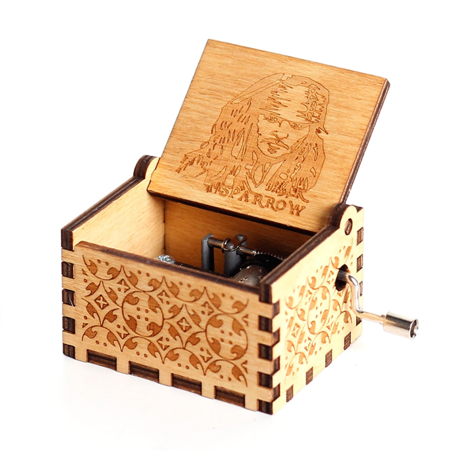 Carillon in legno nero Jurassic Park Caja Musical Queen Totoro Carillon in legno a manovella Regalo di Natale - Gufetto Brand 