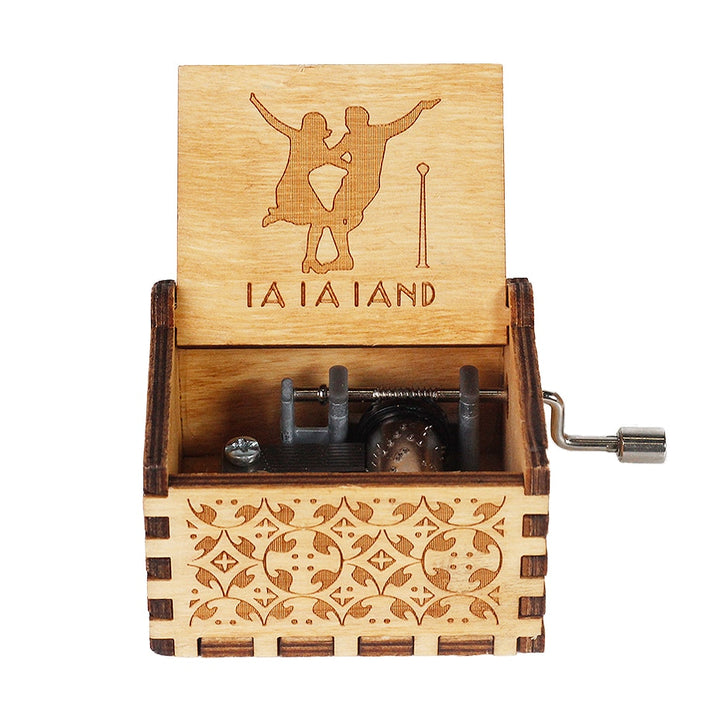Carillon in legno nero Jurassic Park Caja Musical Queen Totoro Carillon in legno a manovella Regalo di Natale - Gufetto Brand 
