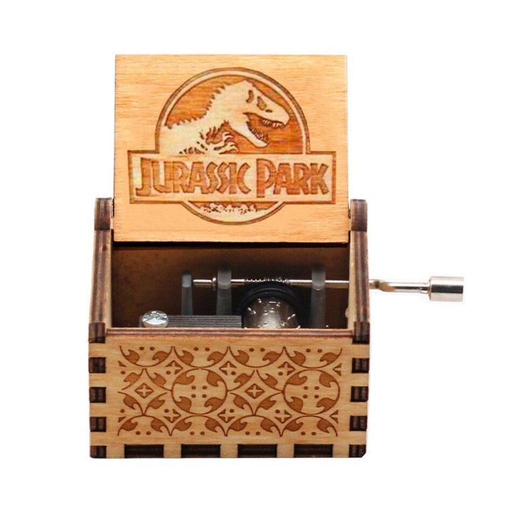 Carillon in legno nero Jurassic Park Caja Musical Queen Totoro Carillon in legno a manovella Regalo di Natale - Gufetto Brand 