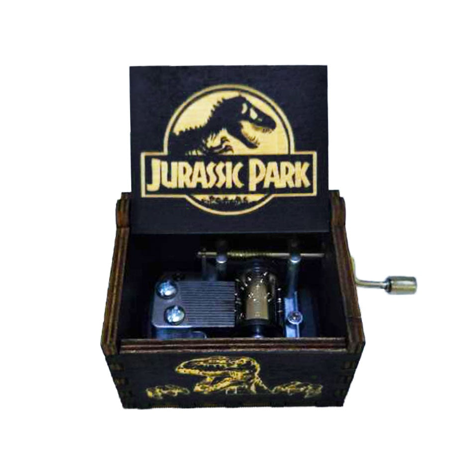 Carillon in legno nero Jurassic Park Caja Musical Queen Totoro Carillon in legno a manovella Regalo di Natale - Gufetto Brand 