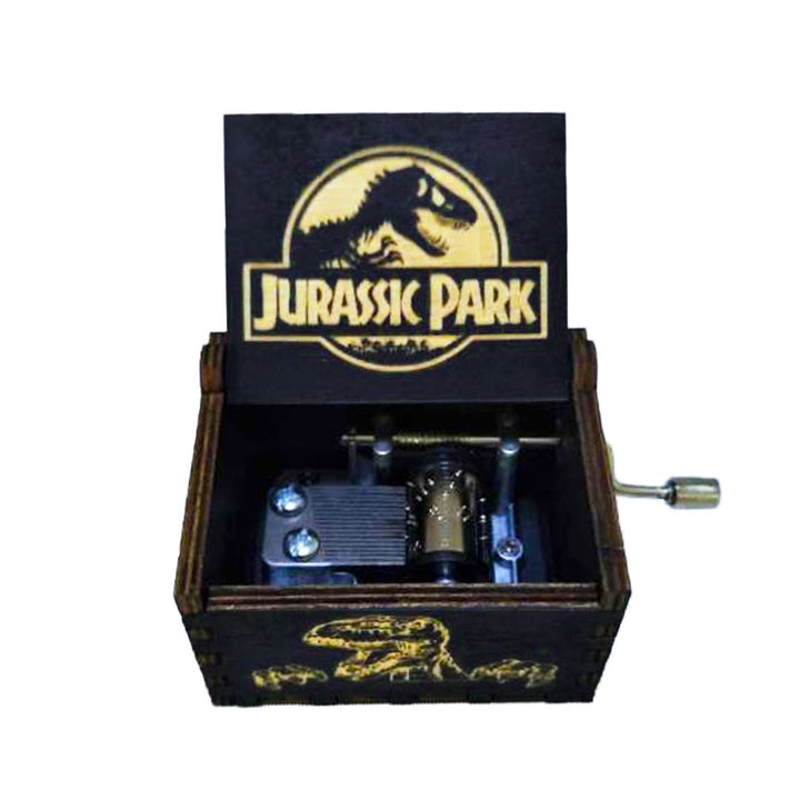 Carillon in legno nero Jurassic Park Caja Musical Queen Totoro Carillon in legno a manovella Regalo di Natale - Gufetto Brand 