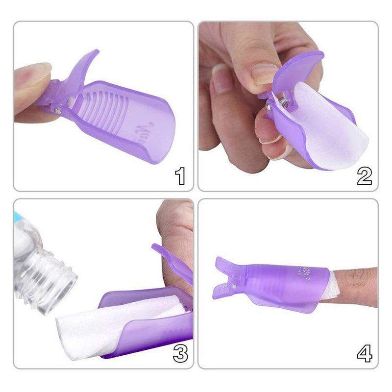 10 PZ Plastica Nail Art Soak Off Cap Clip UV Gel Polish Remover Wrap Tool Nail Art Tips per Finger Nail Polish Remover Nail Tool - Gufetto Brand 