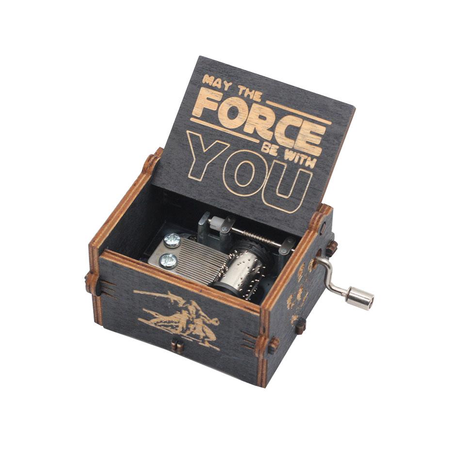 Carillon in legno nero Jurassic Park Caja Musical Queen Totoro Carillon in legno a manovella Regalo di Natale - Gufetto Brand 